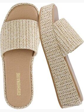 Platform Slide Sandals with Cushioned Footbed and Wedge Sole